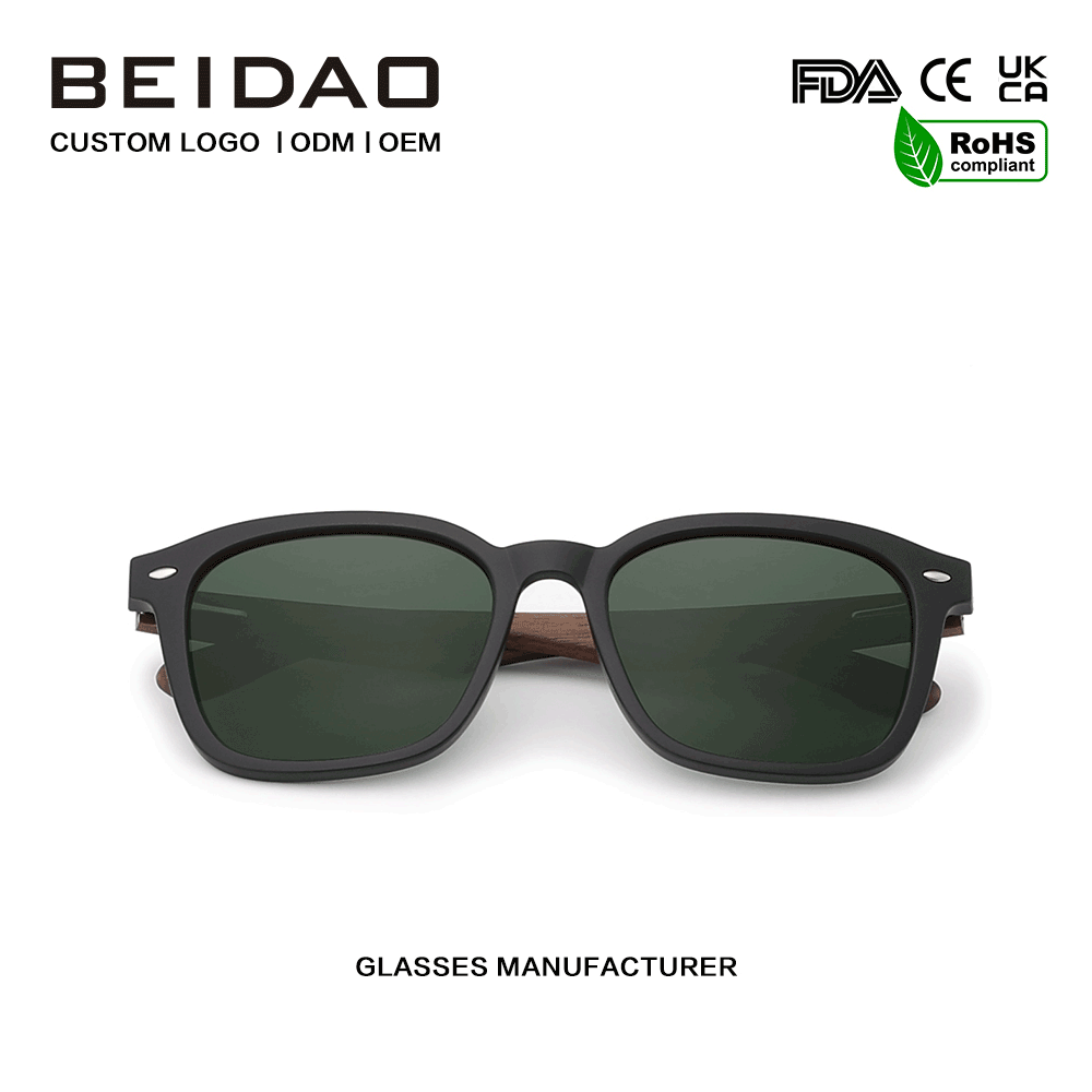 Сәнді Wlanut Wooden TR90 жақтау поляризацияланған күннен қорғайтын көзілдірік
